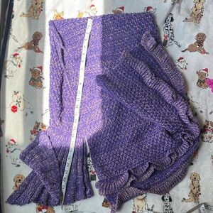 Two Purple and Pink Cozy Knit Mermaid Tails With  Ruffle Edges